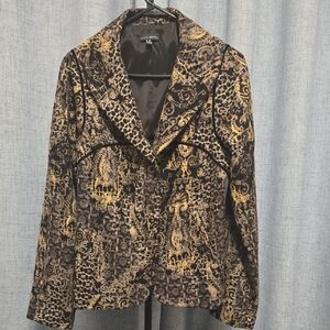 Vintage Black and Gold Blazer Size 14 Abstract Black And Gold Textured Pattern